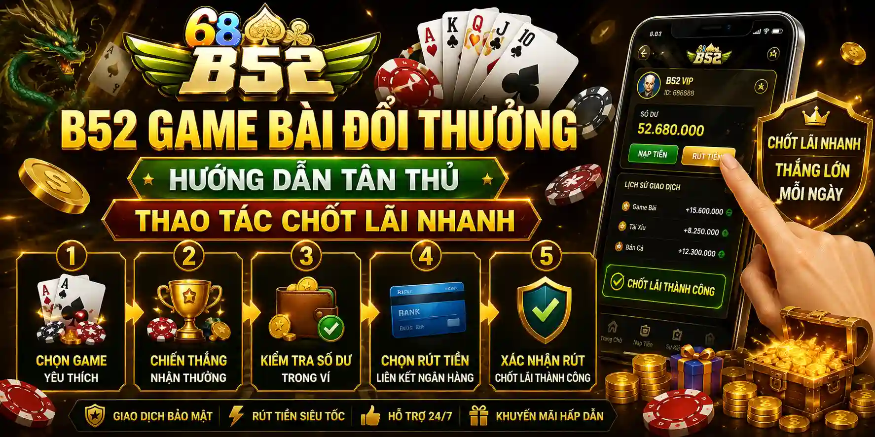 b52 game bai doi thuong huong dan tan thu thao tac chot lai nhanh