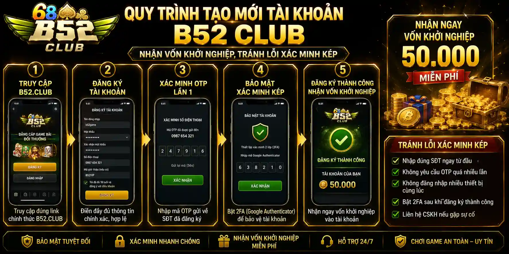 quy trinh tao moi tai khoan b52 club nhan von khoi nghiep tranh loi xac minh kep
